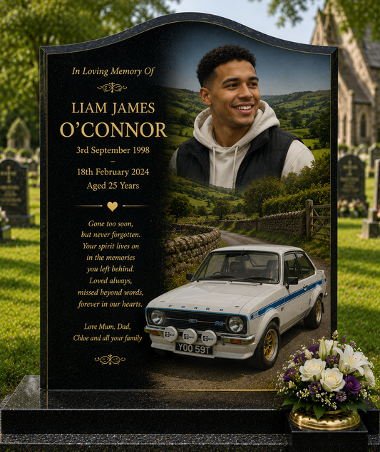 Classic Car Memorial Headstones Design 1, personalised memorial design by Magic Memorials, HD0720