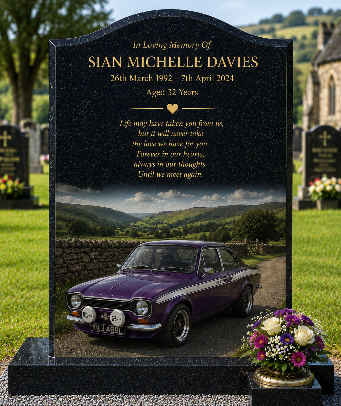 Classic Car Memorial Headstones Design 3, personalised memorial design by Magic Memorials, HD0721