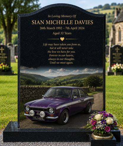 Classic Car Memorial Headstones Design 3, personalised memorial design by Magic Memorials, HD0721