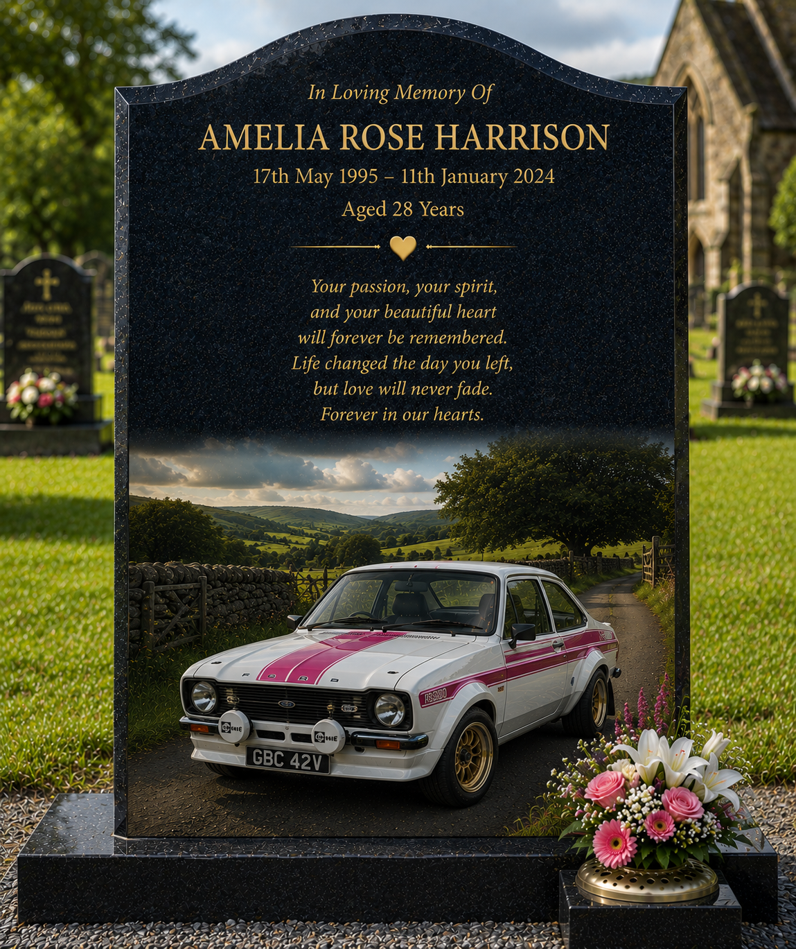 Classic Car Memorial Headstones Design 4, personalised memorial design by Magic Memorials, HD0722