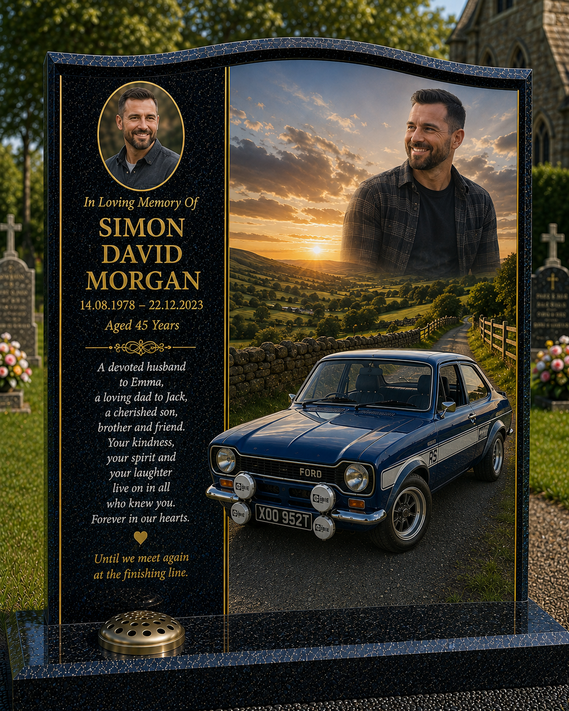 Classic Car Memorial Headstones Design 6, personalised memorial design by Magic Memorials, HD0724