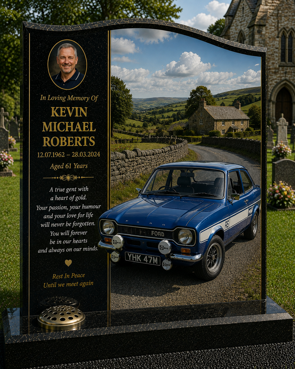 Classic Car Memorial Headstones Design 8, personalised memorial design by Magic Memorials, HD0726