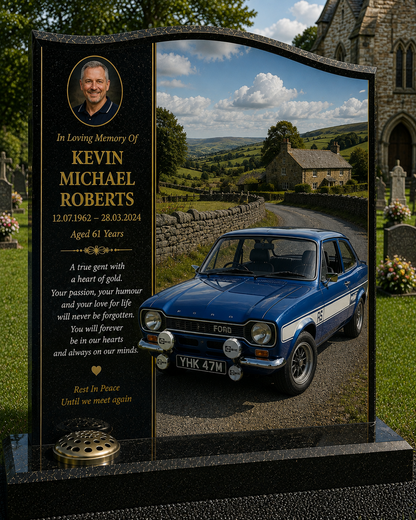 Classic Car Memorial Headstones Design 8, personalised memorial design by Magic Memorials, HD0726