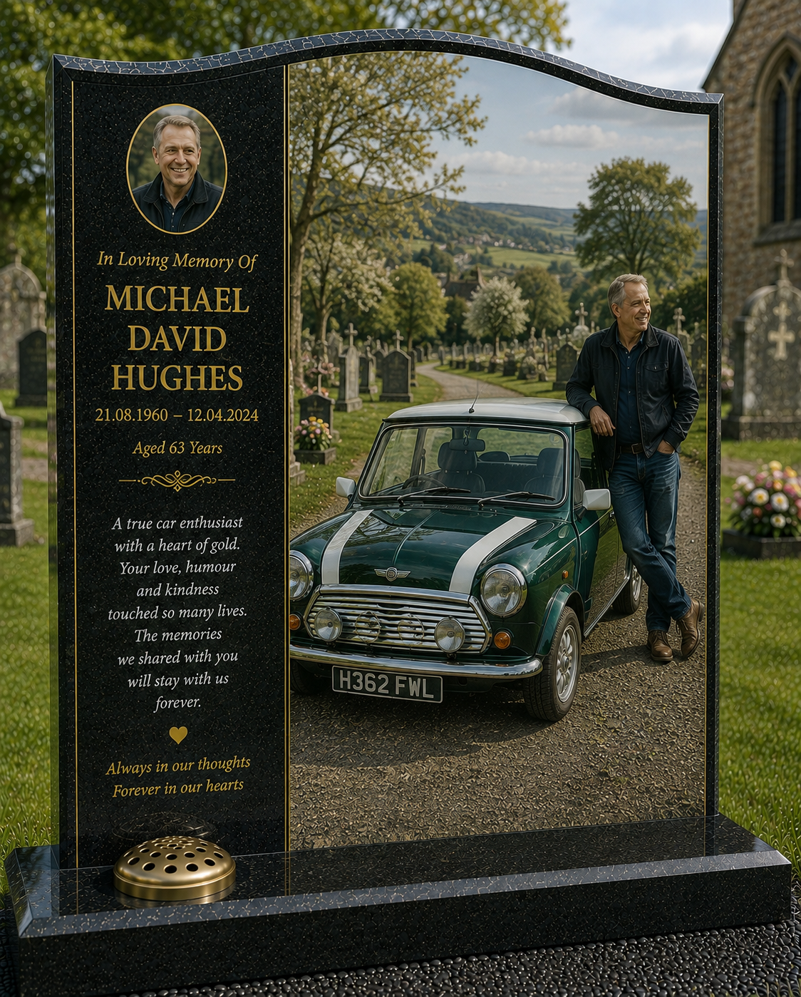 Classic Car Memorial Headstones Design 10, personalised memorial design by Magic Memorials, HD0728