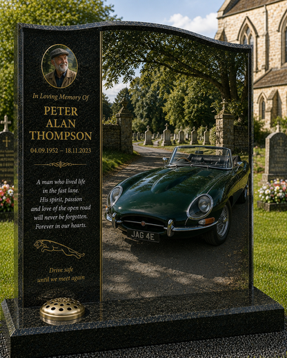 Classic Car Memorial Headstones Design 11, personalised memorial design by Magic Memorials, HD0729