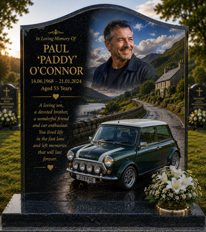Classic Car Memorial Headstones Design 15, personalised memorial design by Magic Memorials, HD0733