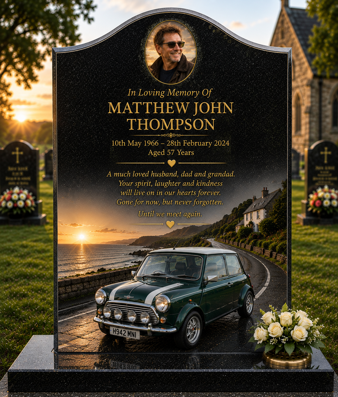 Classic Car Memorial Headstones Design 16, personalised memorial design by Magic Memorials, HD0734