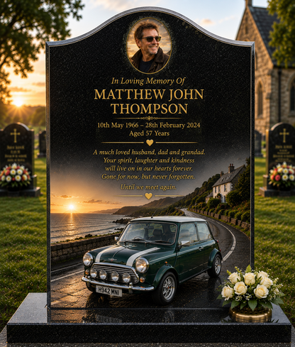 Classic Car Memorial Headstones Design 16, personalised memorial design by Magic Memorials, HD0734