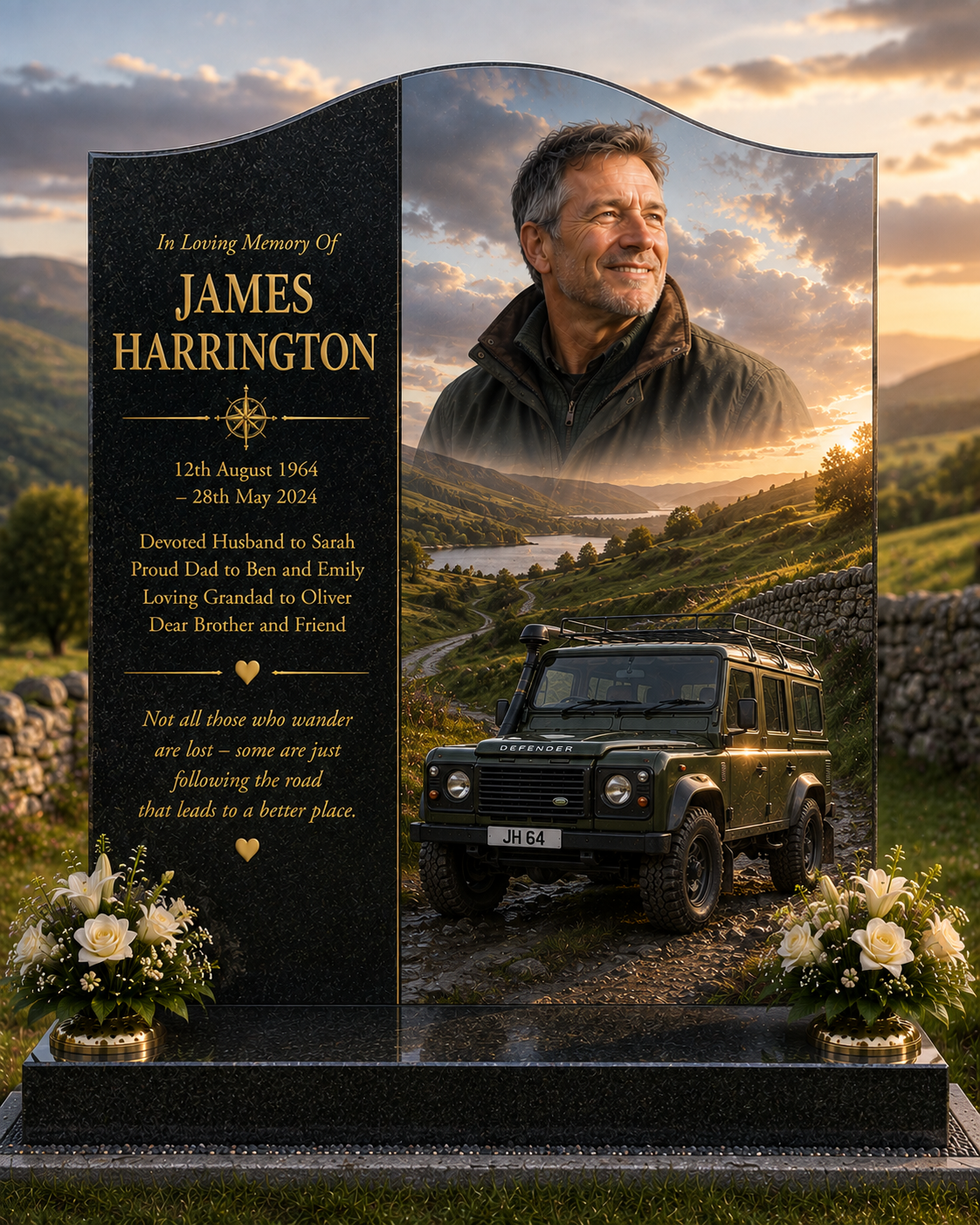 Classic Car Memorial Headstones Design 17, personalised memorial design by Magic Memorials, HD0735