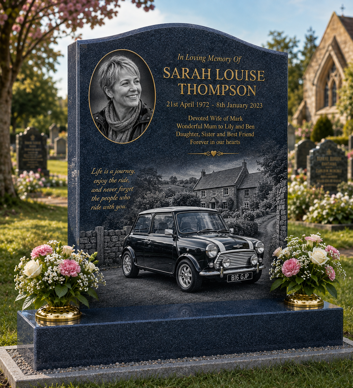 Classic Car Memorial Headstones Design 18, personalised memorial design by Magic Memorials, HD0736