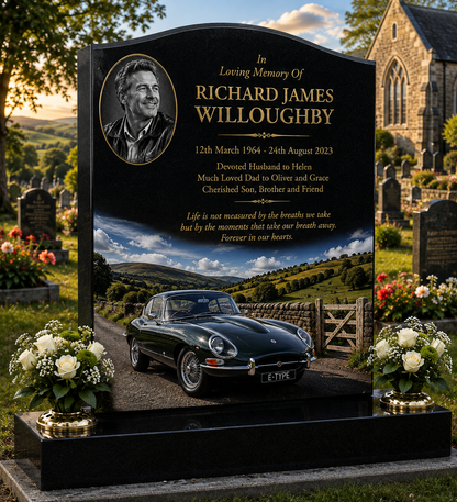 Classic Car Memorial Headstones Design 19, personalised memorial design by Magic Memorials, HD0737