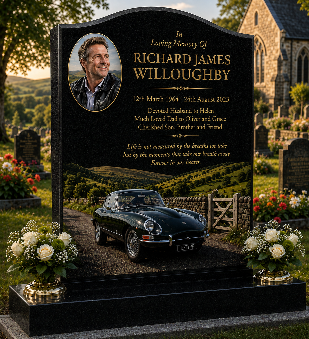 Classic Car Memorial Headstones Design 20, personalised memorial design by Magic Memorials, HD0738