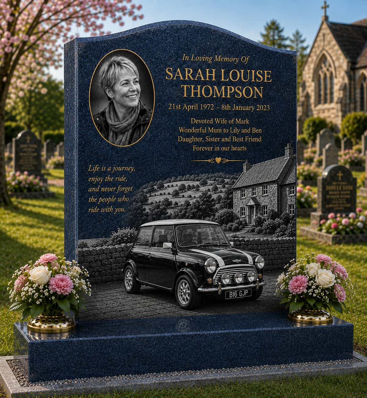 Classic Car Memorial Headstones Design 21, personalised memorial design by Magic Memorials, HD0739