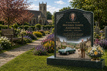 Classic Car Memorial Headstones Design 22, personalised memorial design by Magic Memorials, HD0740