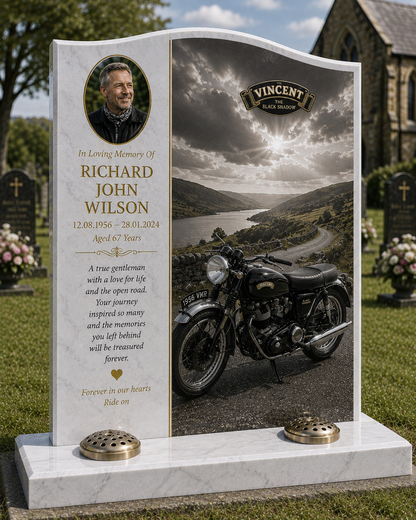 Motorcycle Memorial Headstones Design 10, personalised memorial design by Magic Memorials, HD0742