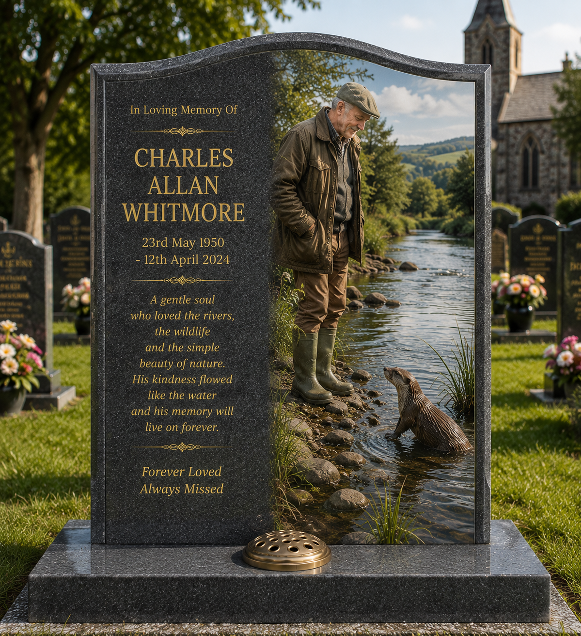 Waterside Wildlife Memorials Design 1, personalised memorial design by Magic Memorials, HD0769