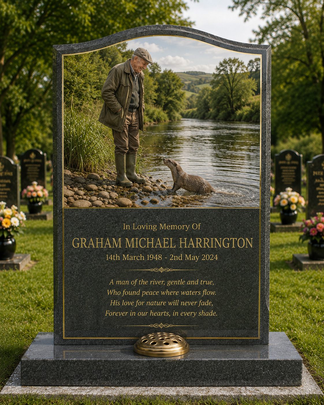 Waterside Wildlife Memorials Design 2, personalised memorial design by Magic Memorials, HD0770
