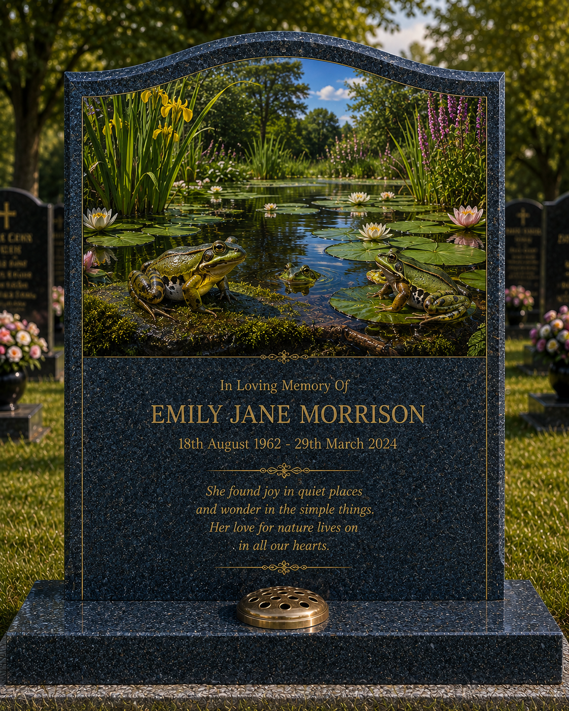 Waterside Wildlife Memorials Design 5, personalised memorial design by Magic Memorials, HD0773