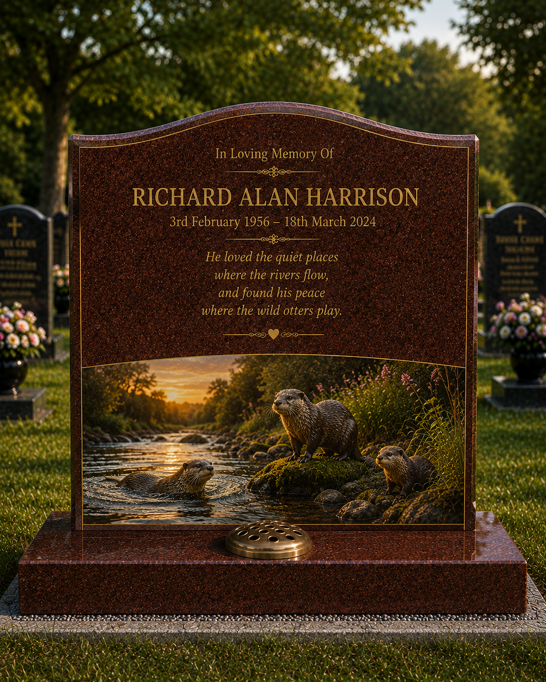 Waterside Wildlife Memorials Design 6, personalised memorial design by Magic Memorials, HD0774