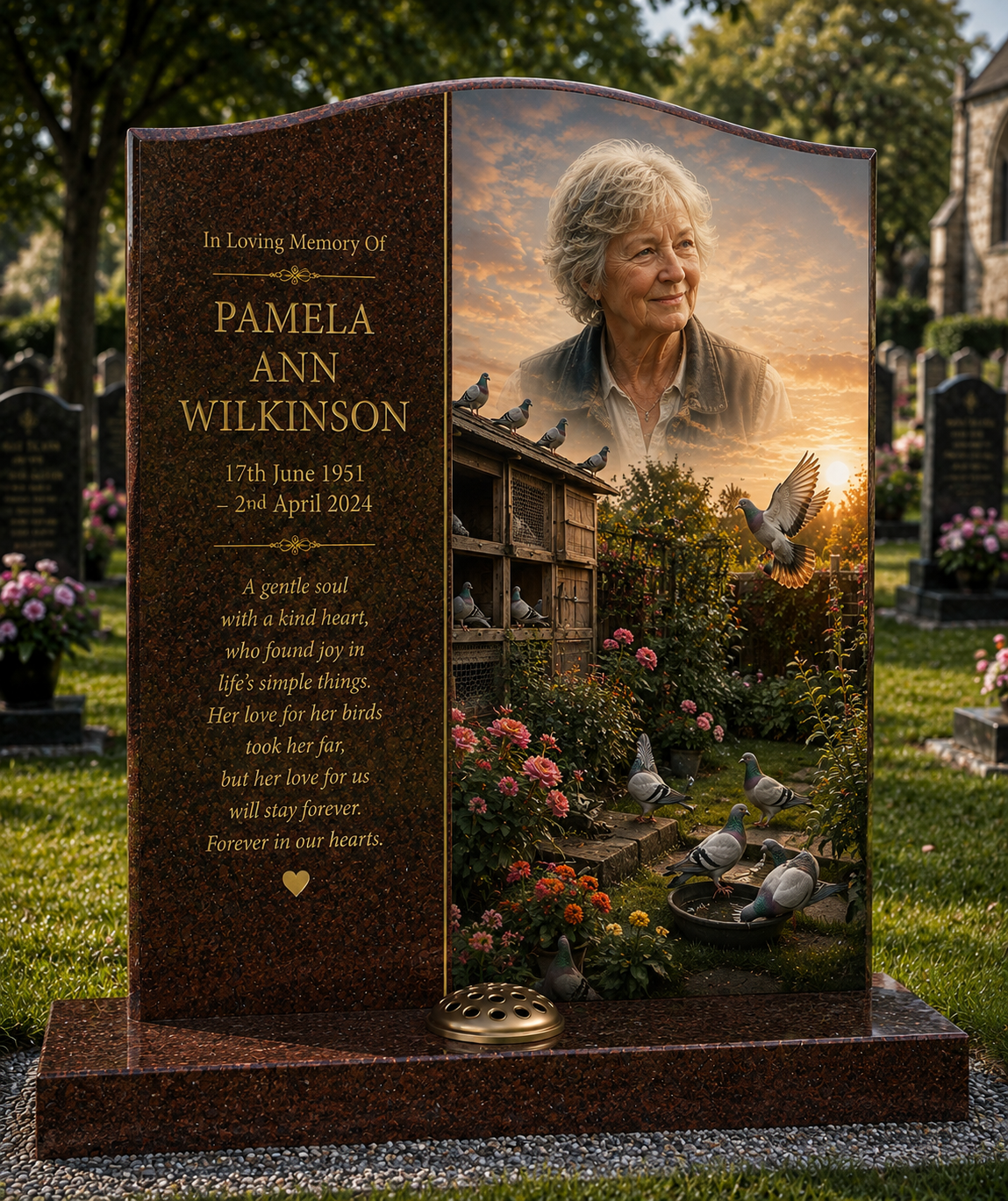 Garden & British Bird Memorials Design 5, personalised memorial design by Magic Memorials, HD0778