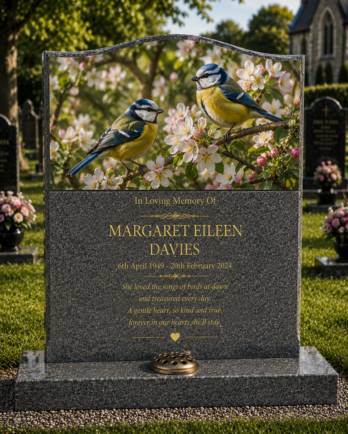 Garden & British Bird Memorials Design 6, personalised memorial design by Magic Memorials, HD0779