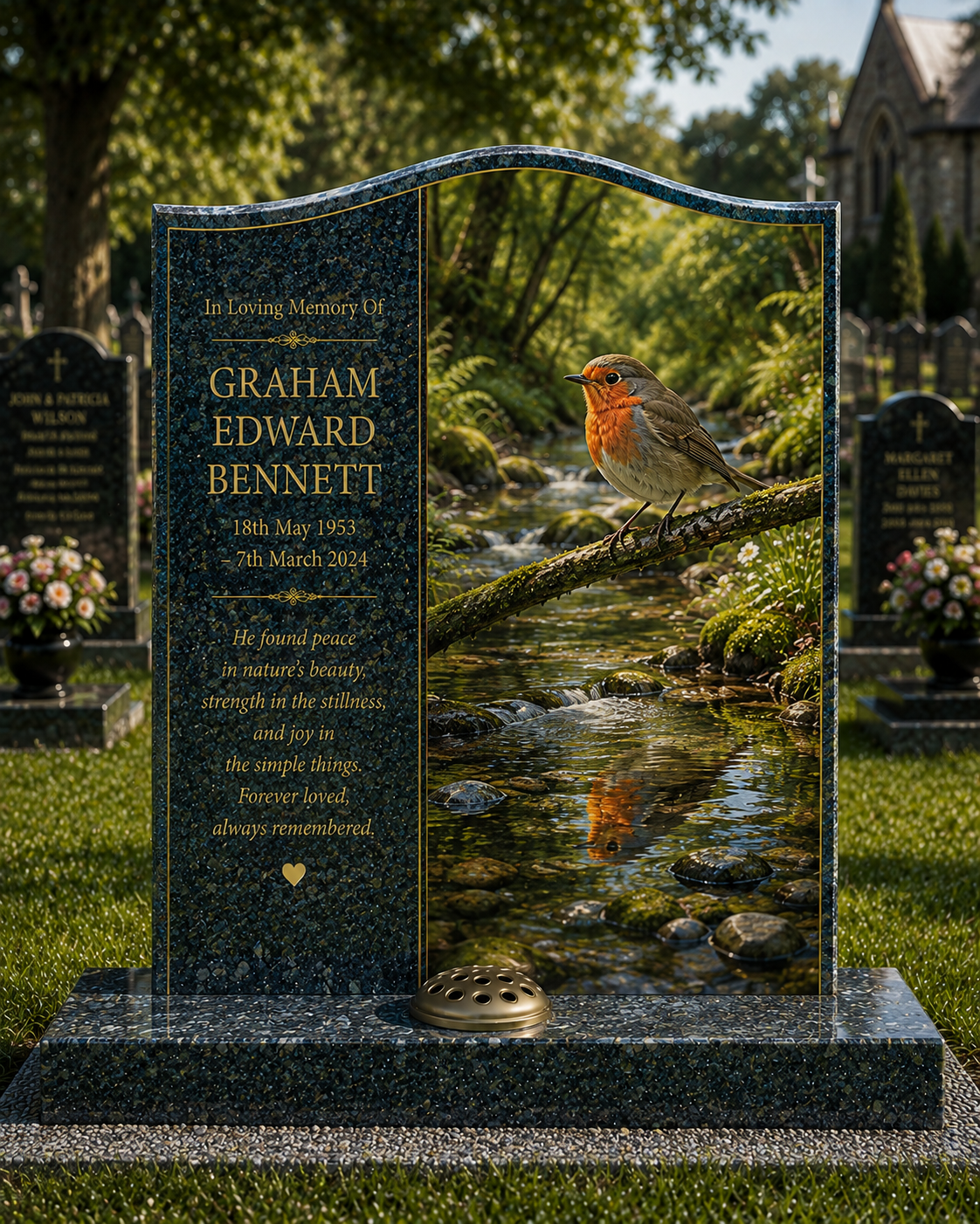 Garden & British Bird Memorials Design 1, personalised memorial design by Magic Memorials, HD0780