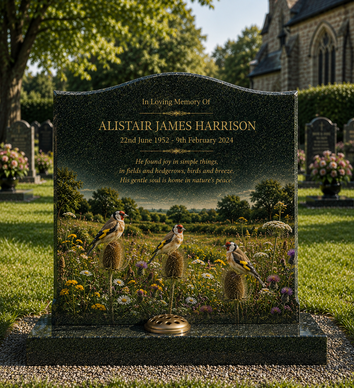 Garden & British Bird Memorials Design 7, personalised memorial design by Magic Memorials, HD0781