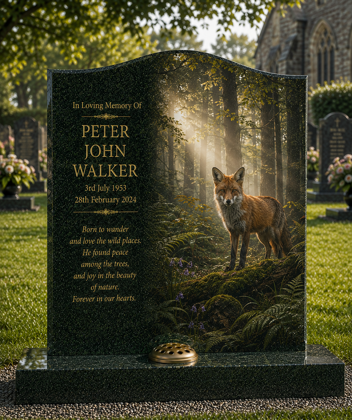 Woodland & Countryside Wildlife Design 3, personalised memorial design by Magic Memorials, HD0784
