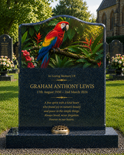 Pet & Exotic Bird Memorials Design 2, personalised memorial design by Magic Memorials, HD0789
