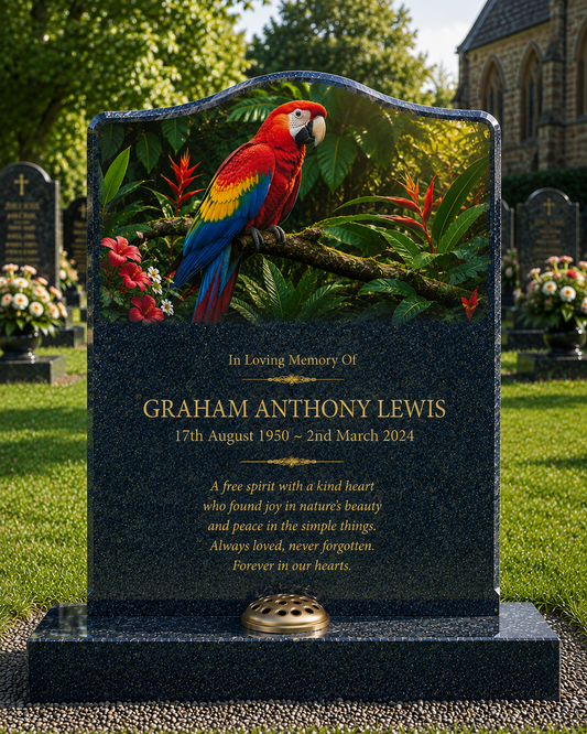 Pet & Exotic Bird Memorials Design 2, personalised memorial design by Magic Memorials, HD0789