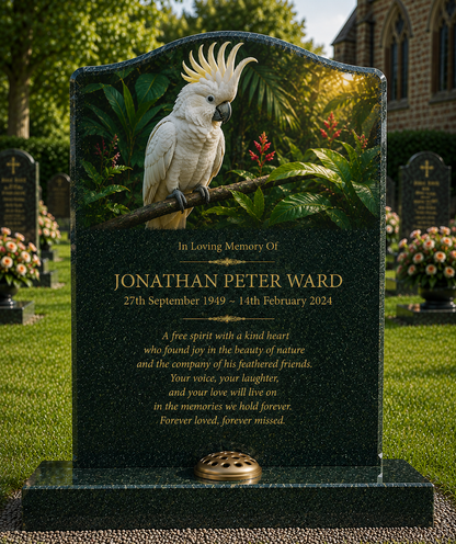 Pet & Exotic Bird Memorials Design 4, personalised memorial design by Magic Memorials, HD0791