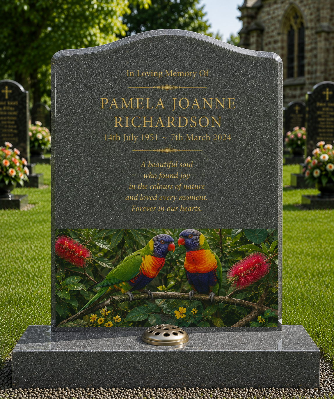 Pet & Exotic Bird Memorials Design 6, personalised memorial design by Magic Memorials, HD0793