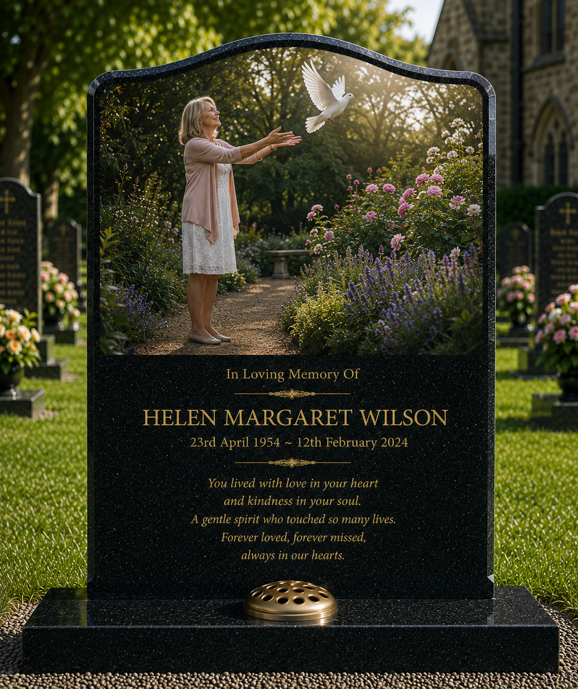 Dove & Bird of Peace Memorials Design 4, personalised memorial design by Magic Memorials, HD0795