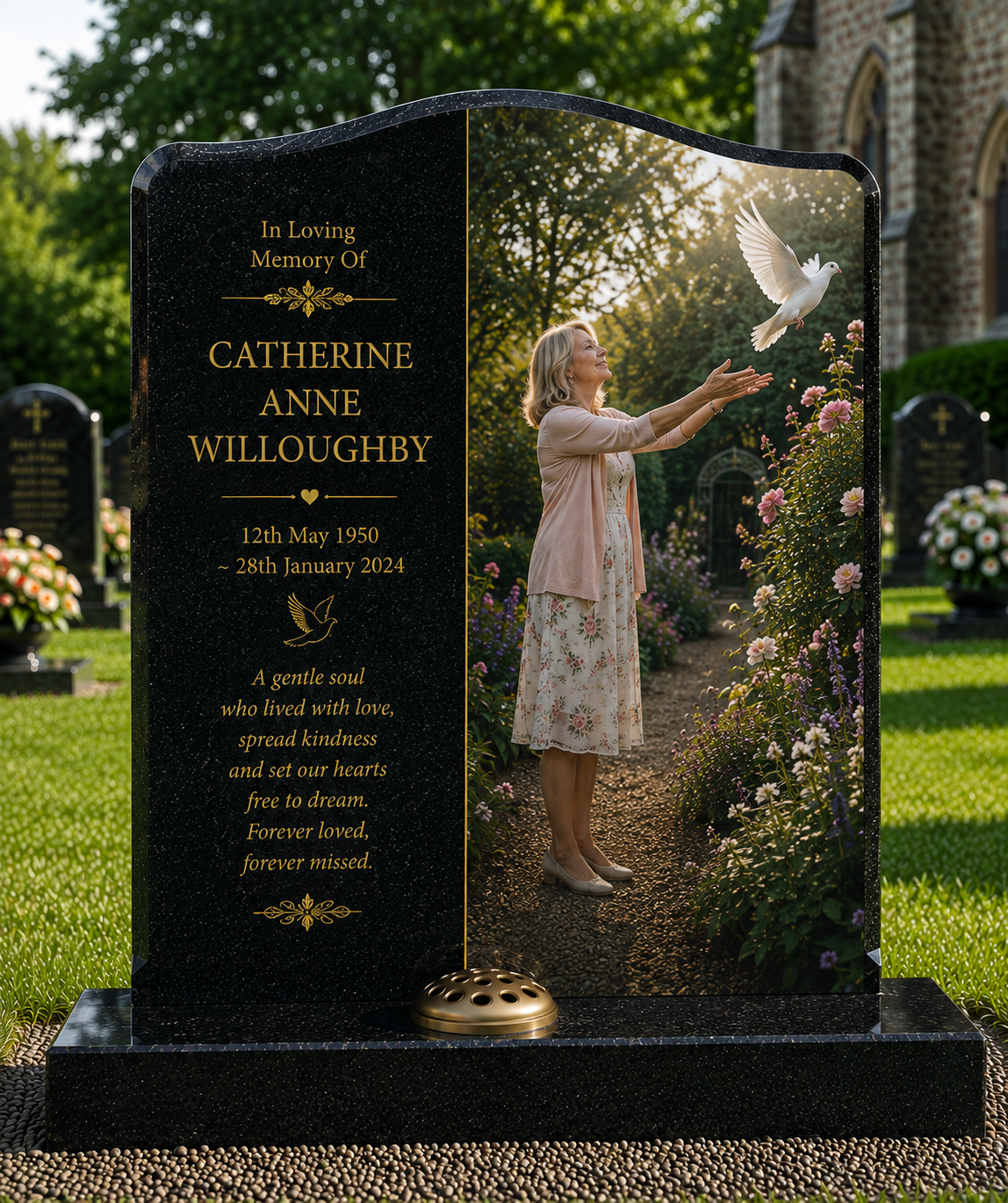 Dove & Bird of Peace Memorials Design 1, personalised memorial design by Magic Memorials, HD0796
