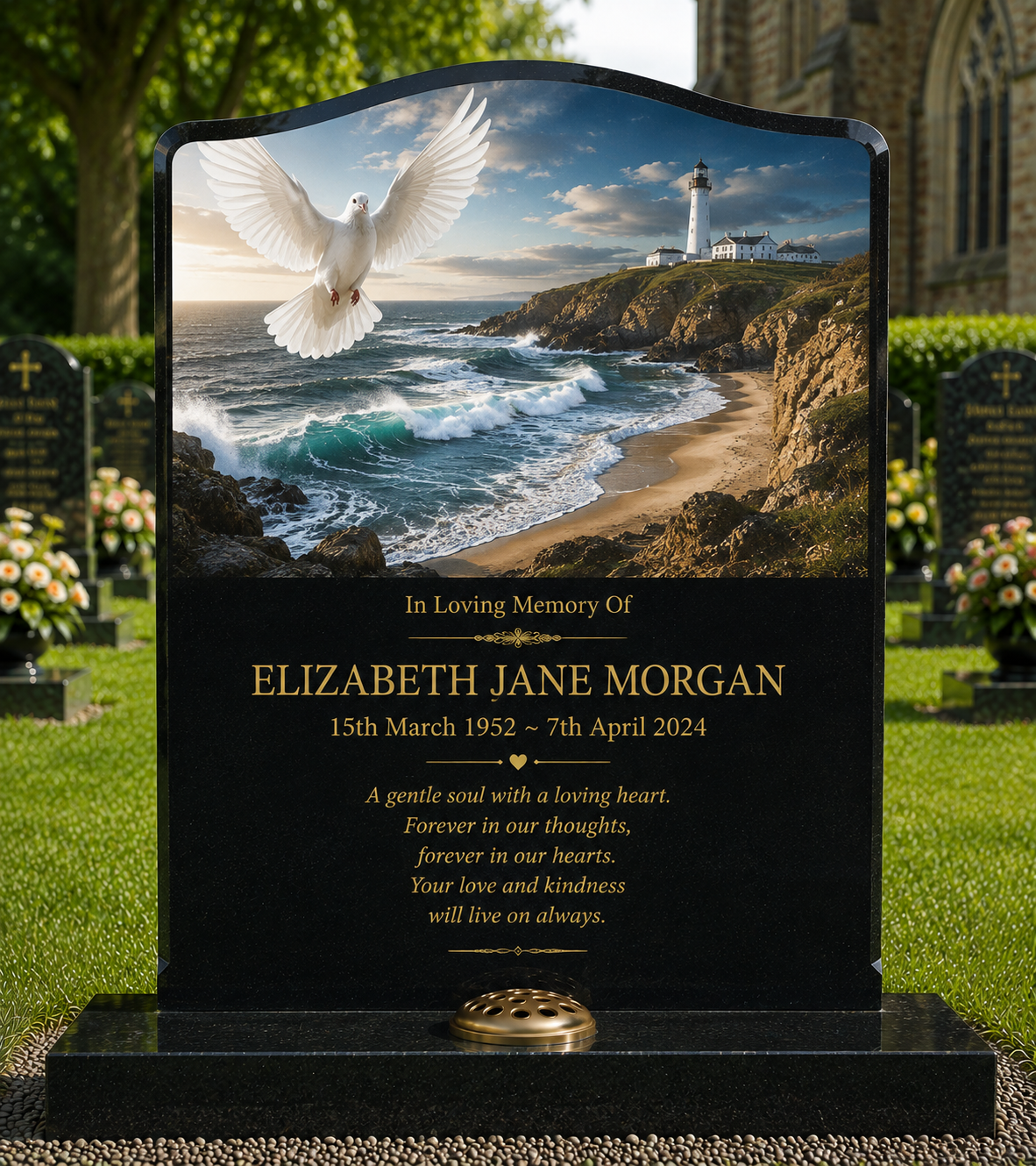 Dove & Bird of Peace Memorials Design 2, personalised memorial design by Magic Memorials, HD0797