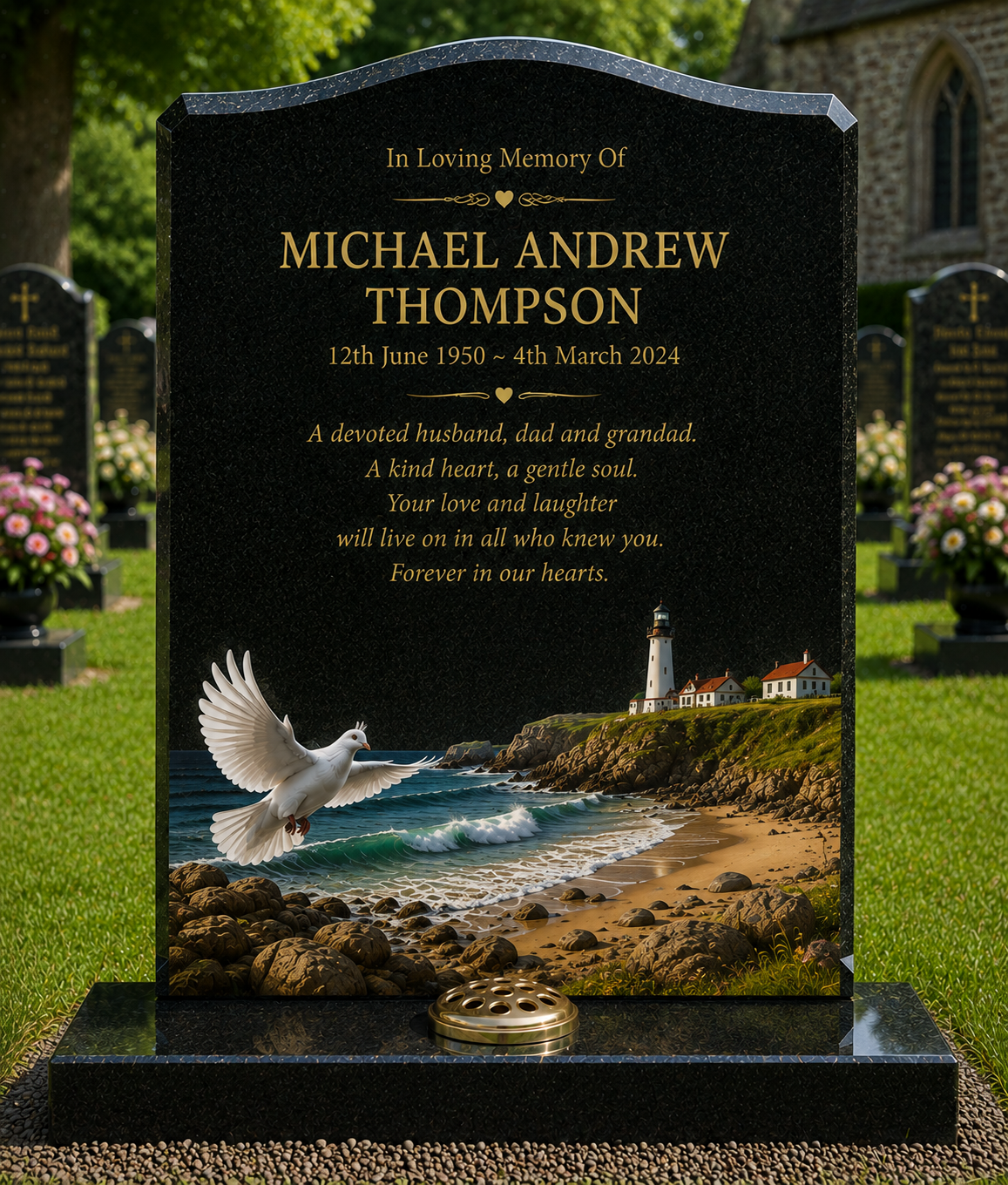 Dove & Bird of Peace Memorials Design 6, personalised memorial design by Magic Memorials, HD0799