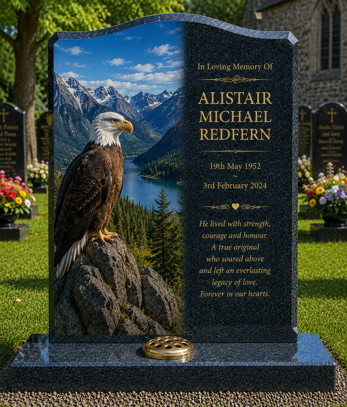 Birds of Prey Memorials Design 3, personalised memorial design by Magic Memorials, HD0802