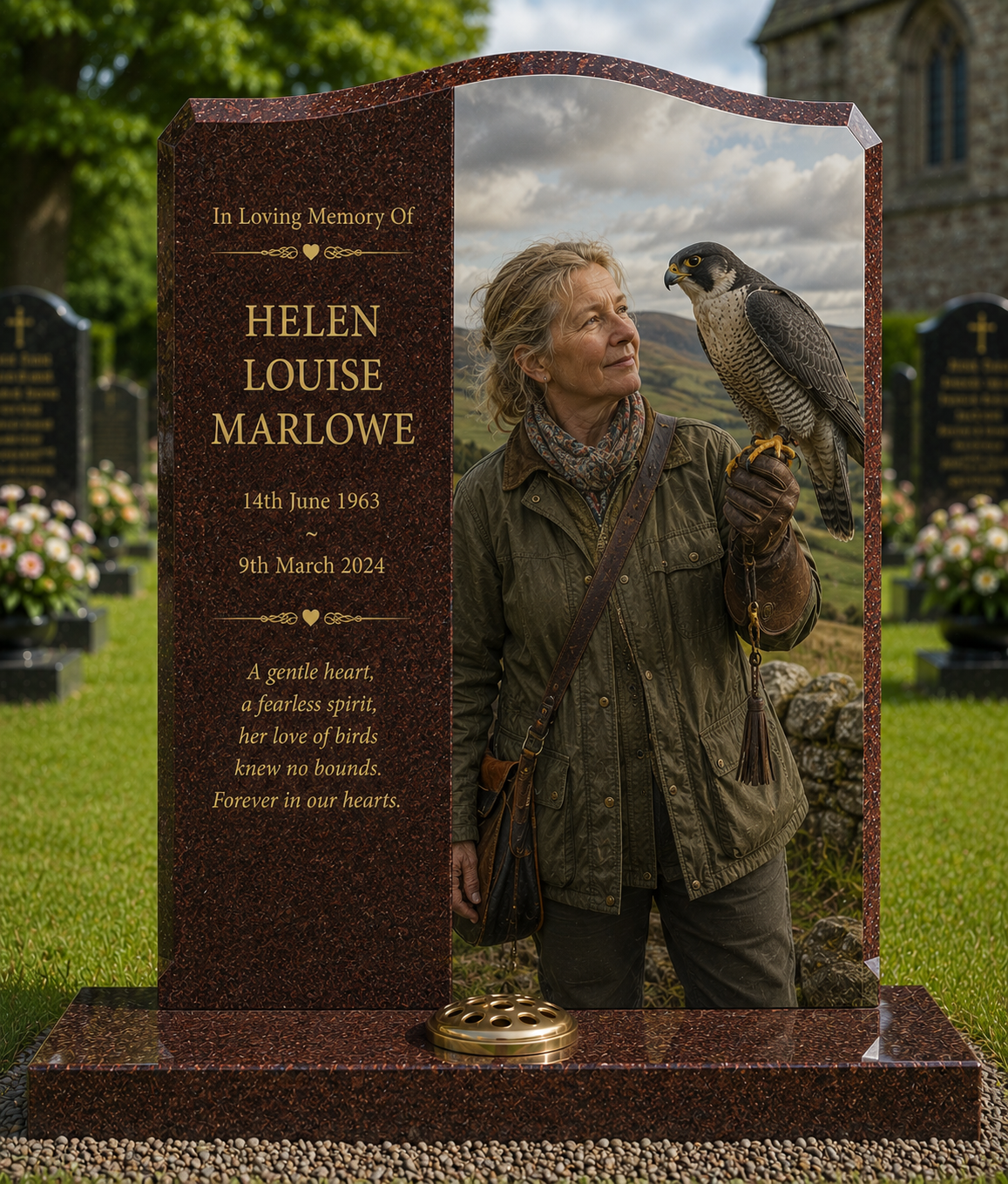 Birds of Prey Memorials Design 4, personalised memorial design by Magic Memorials, HD0803