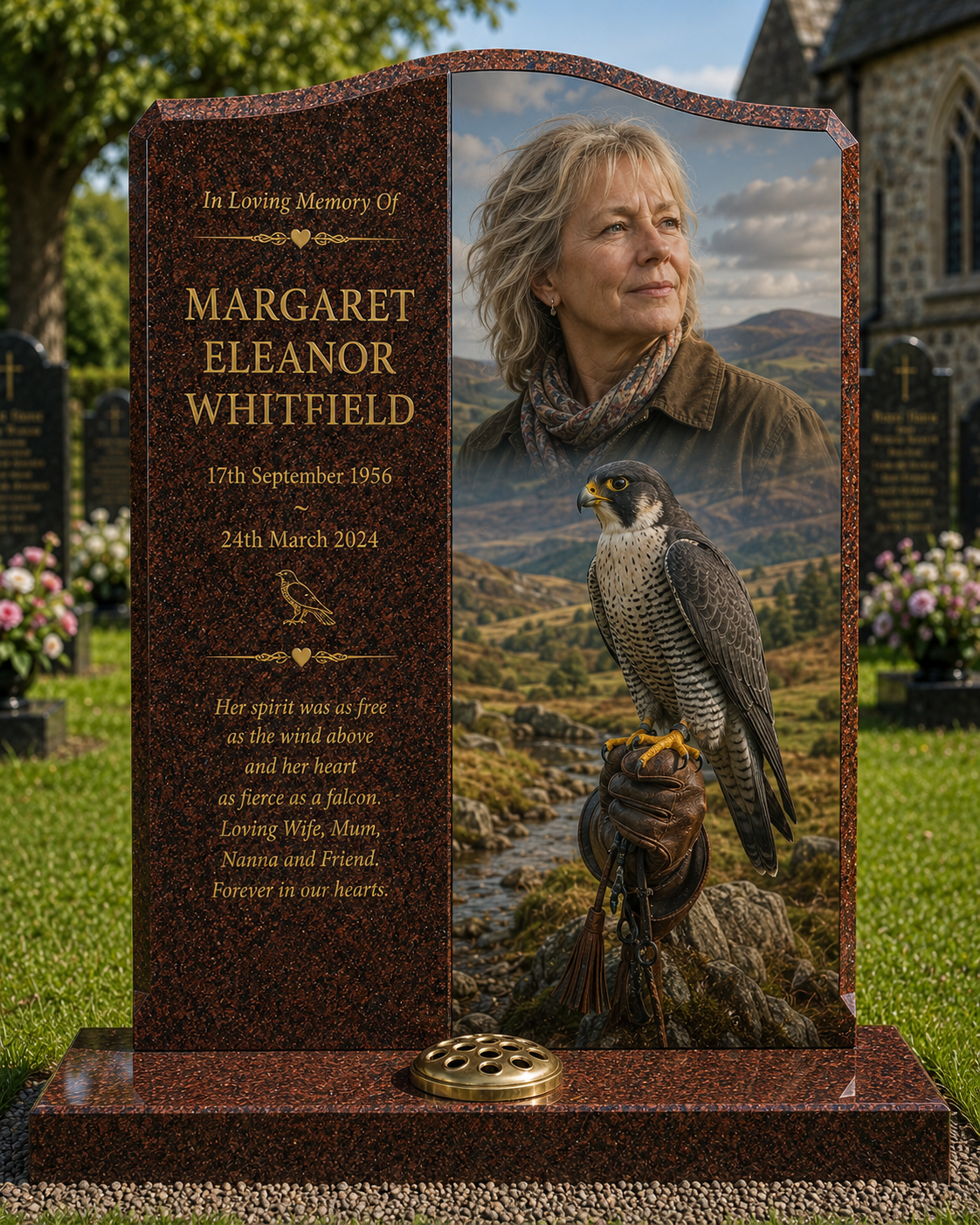 Birds of Prey Memorials Design 5, personalised memorial design by Magic Memorials, HD0804
