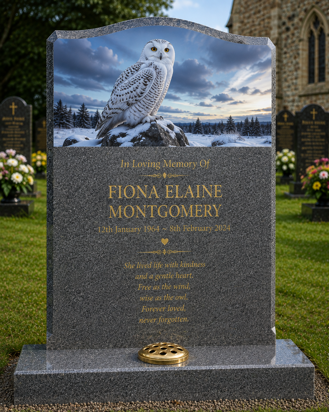 Birds of Prey Memorials Design 6, personalised memorial design by Magic Memorials, HD0805