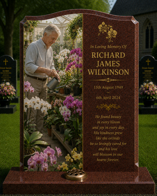 Roses & Favourite Flower Memorials Design 1, personalised memorial design by Magic Memorials, HD0837
