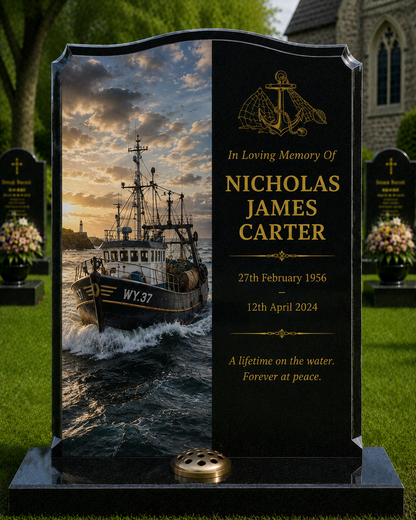 Fishing & Angling Memorials Design 2, personalised memorial design by Magic Memorials, HD0863