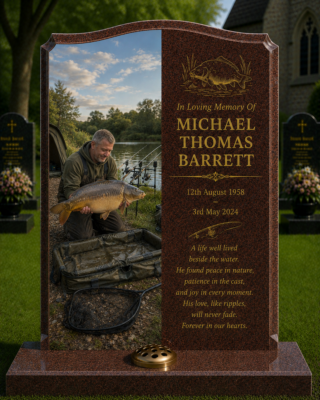 Fishing & Angling Memorials Design 5, personalised memorial design by Magic Memorials, HD0866