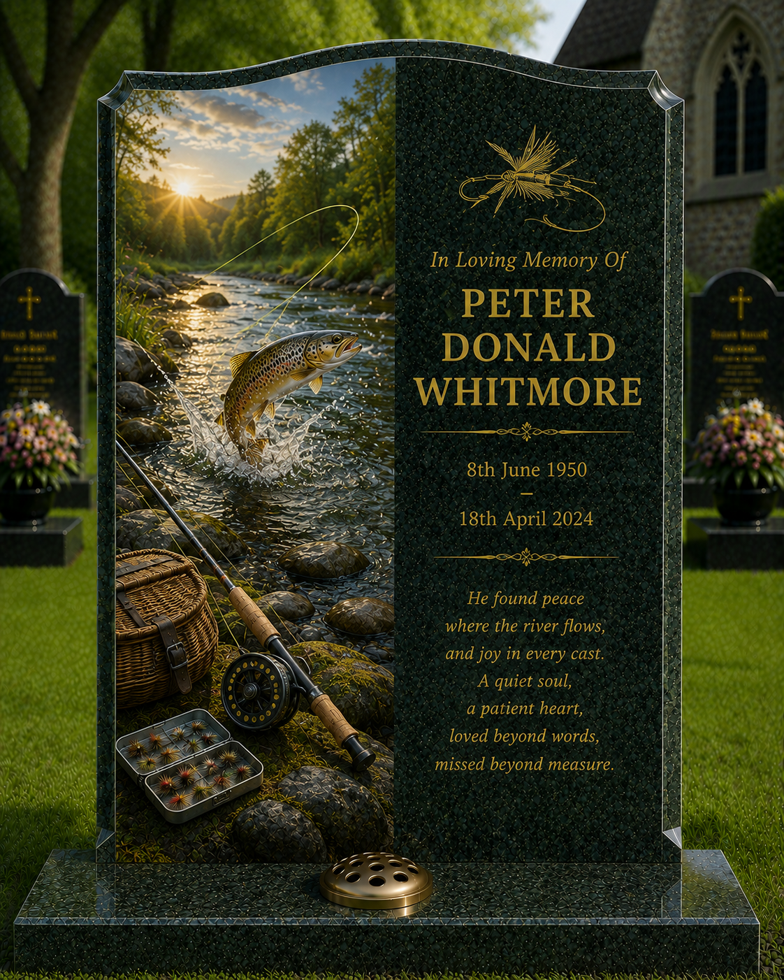 Fishing & Angling Memorials Design 6, personalised memorial design by Magic Memorials, HD0868