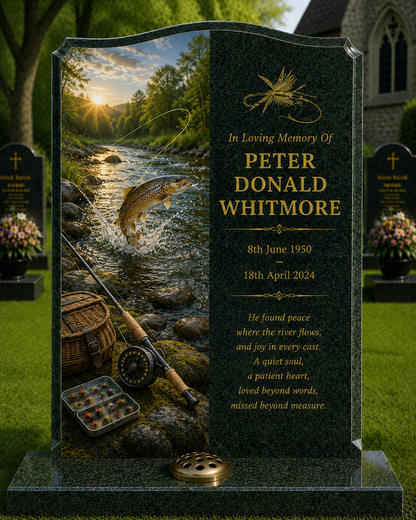 Fishing & Angling Memorials Design 6, personalised memorial design by Magic Memorials, HD0868