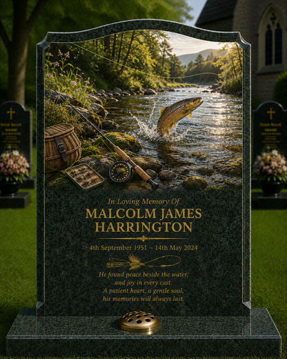 Fishing & Angling Memorials Design 7, personalised memorial design by Magic Memorials, HD0869