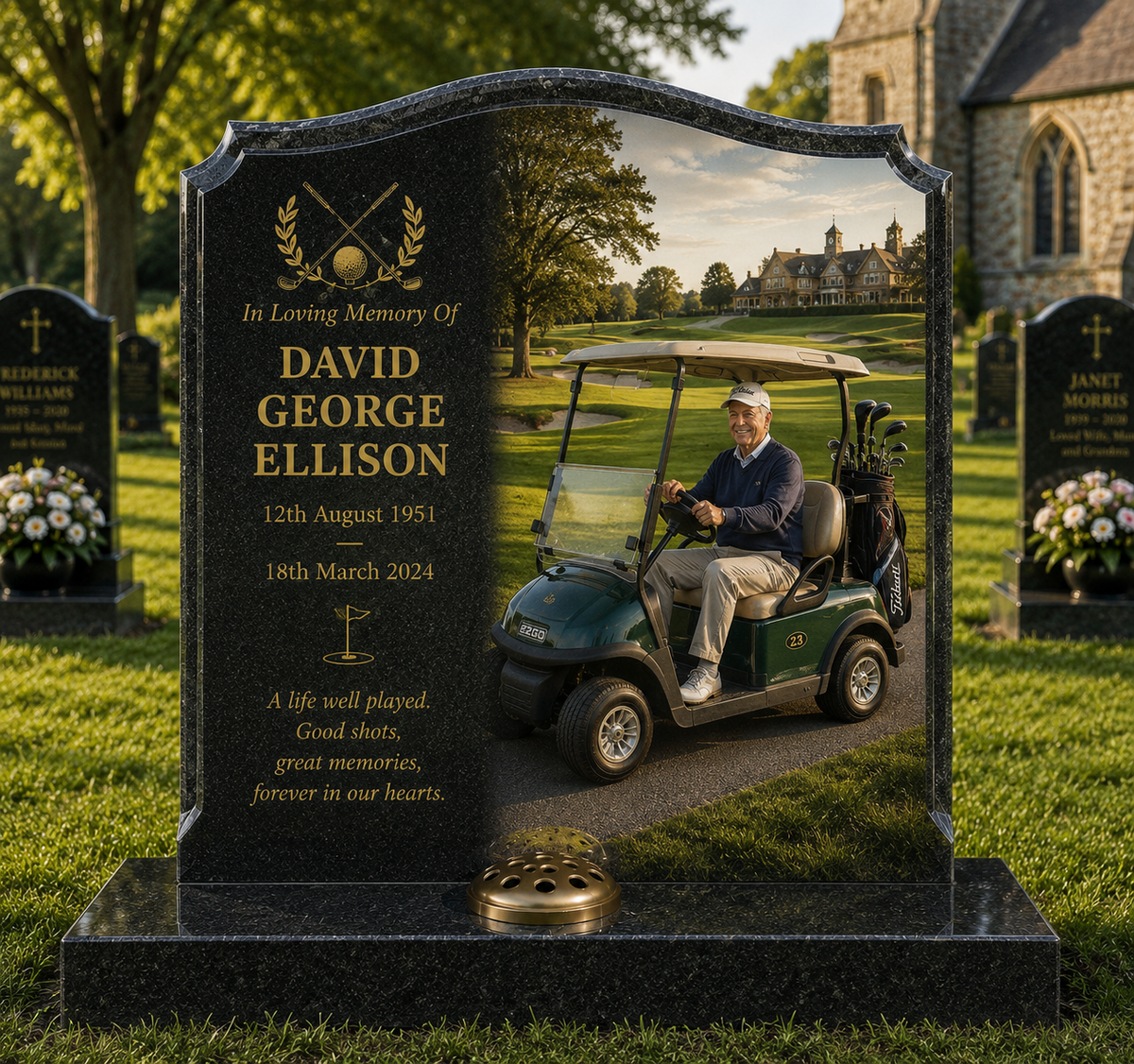 Golf Memorials Design 1, personalised memorial design by Magic Memorials, HD0871