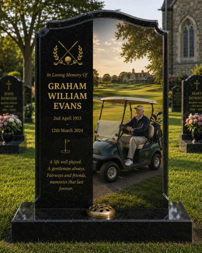 Golf Memorials Design 2, personalised memorial design by Magic Memorials, HD0872