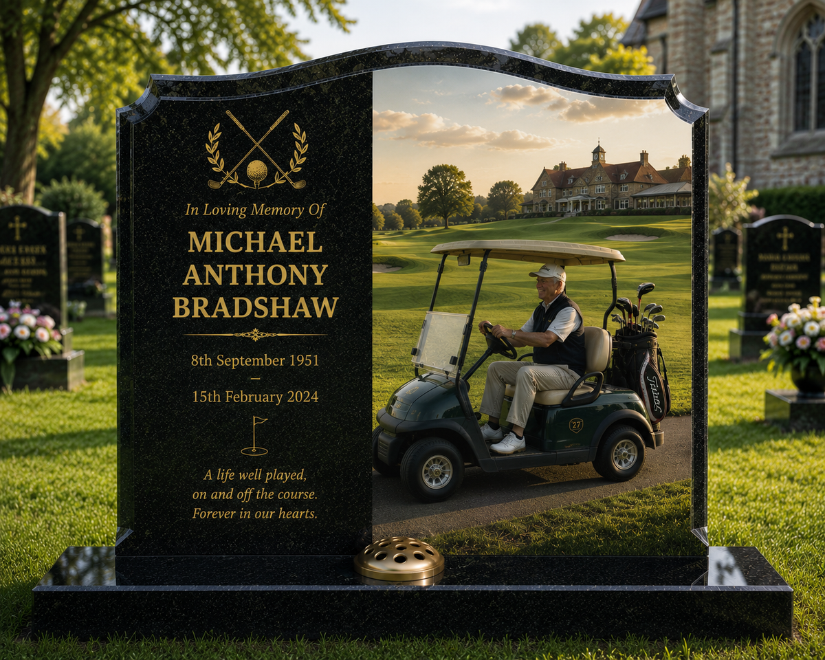 Golf Memorials Design 3, personalised memorial design by Magic Memorials, HD0873