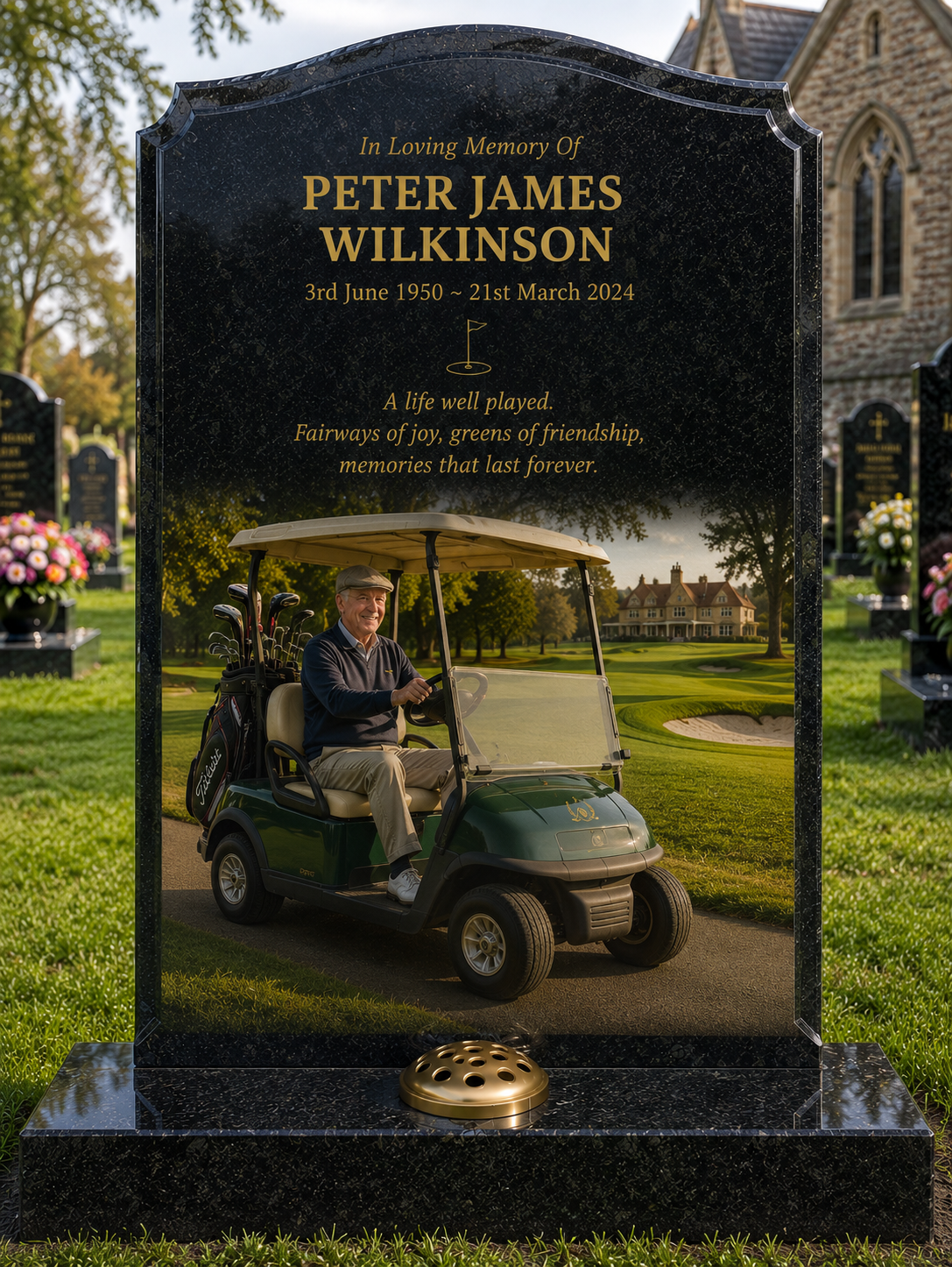 Golf Memorials Design 4, personalised memorial design by Magic Memorials, HD0874
